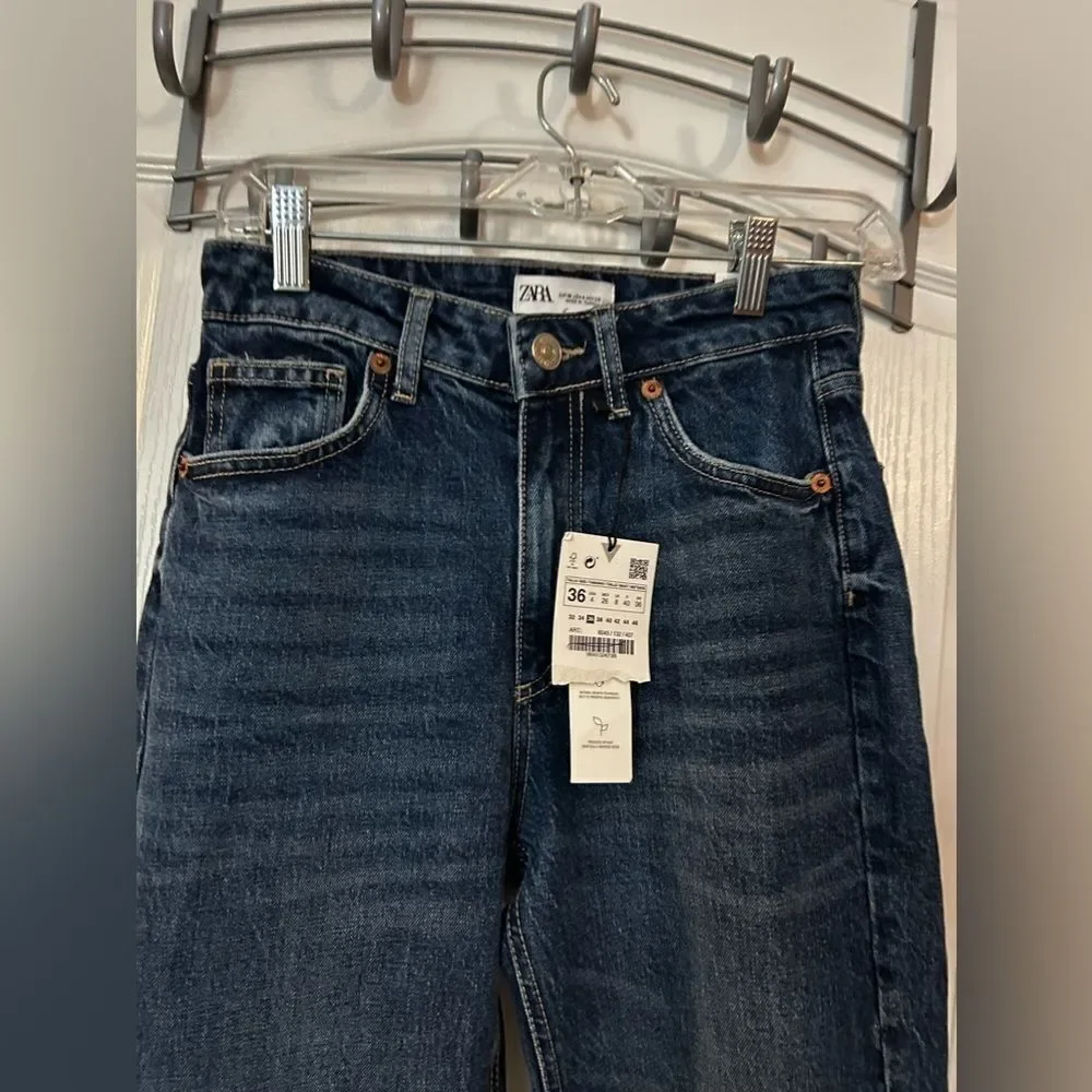Zara high rise‎ ankle length jeans slim women’s US size 4 classic blue denim NWT